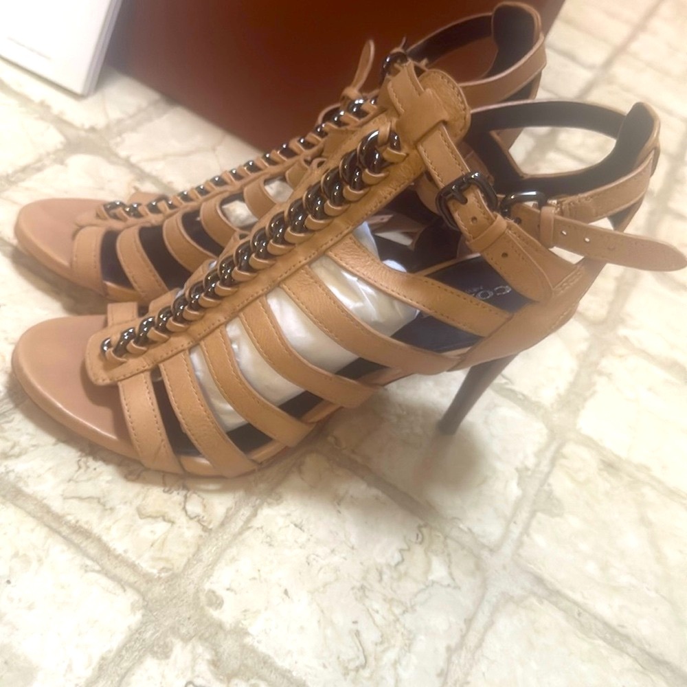 Coach Nude/Tan Gladiator Style Stilettos